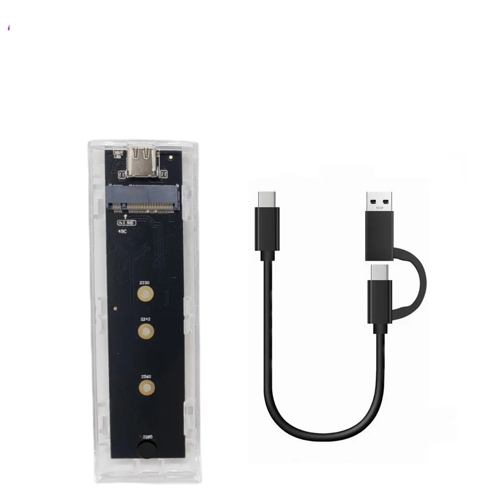 M.2 NVME PCIe NGFF SATA Dual Protocol SSD Case Clear USB Type C 10Gbps PCI-E M2 SSD Transparent External Enclosure Hard Disk Box