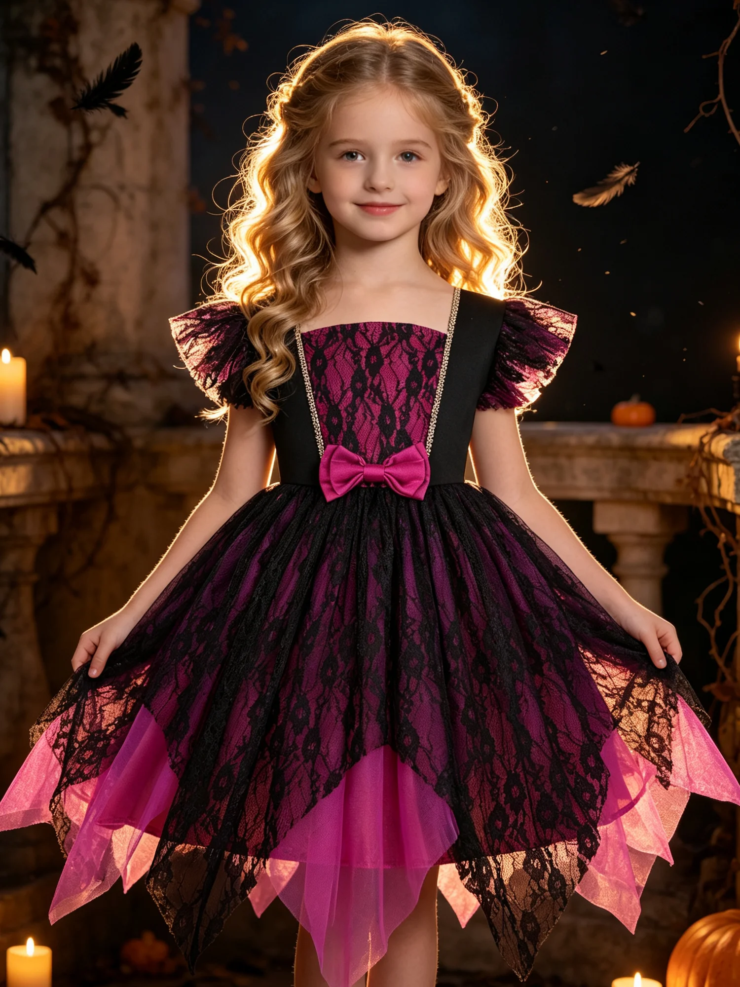 Halloween costume, children's dress for girls, dark gothic vampire princess dress, cosplay costume