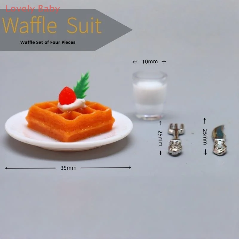 【BBS】4 Stuks Poppenhuis Mini Keuken Wafel Melk Set Miniatuur Handgemaakte Voedsel Speelgoed Scène Rekwisieten Met Accessoires Fantasiespel speelgoed