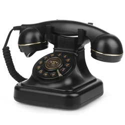 Retro Landline Telephone with Ringer Control, Redial, Vintage Corded Desk Dial Phone for Home House