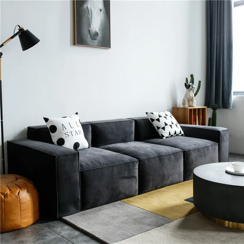 Three-person fabric sofa light luxury simple modern combination