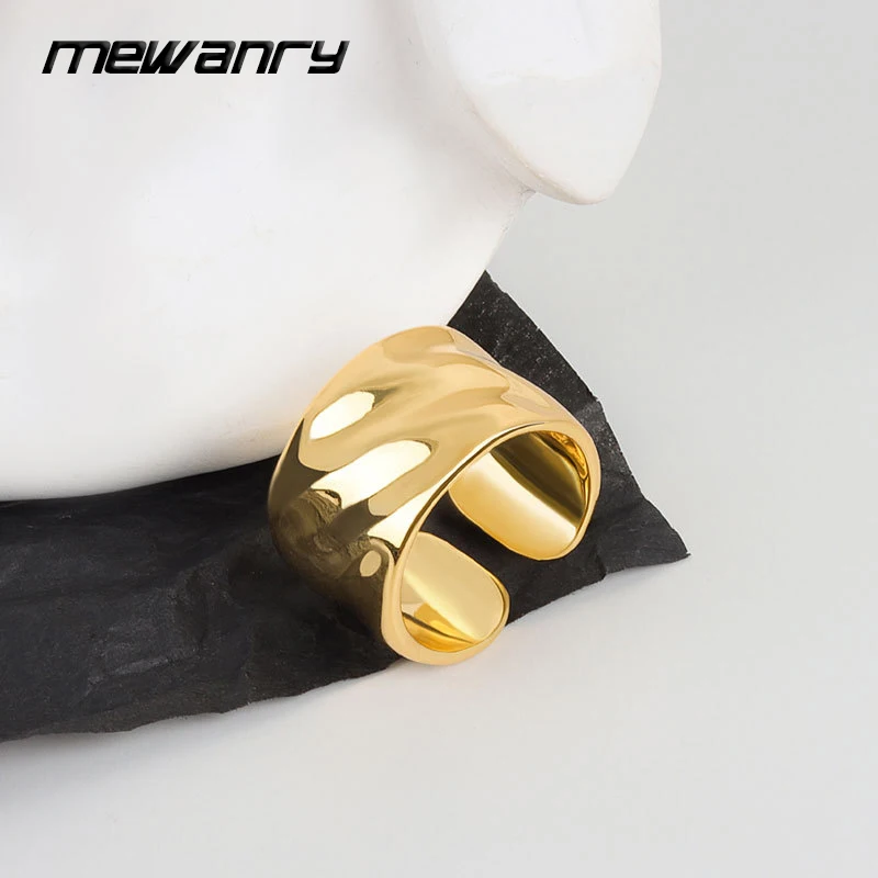 Mewanry Silver Color Uneven Geometric Rings For Women Couples Trendy Classic Simple Elegant Personality Daily Party Jewelry Gift