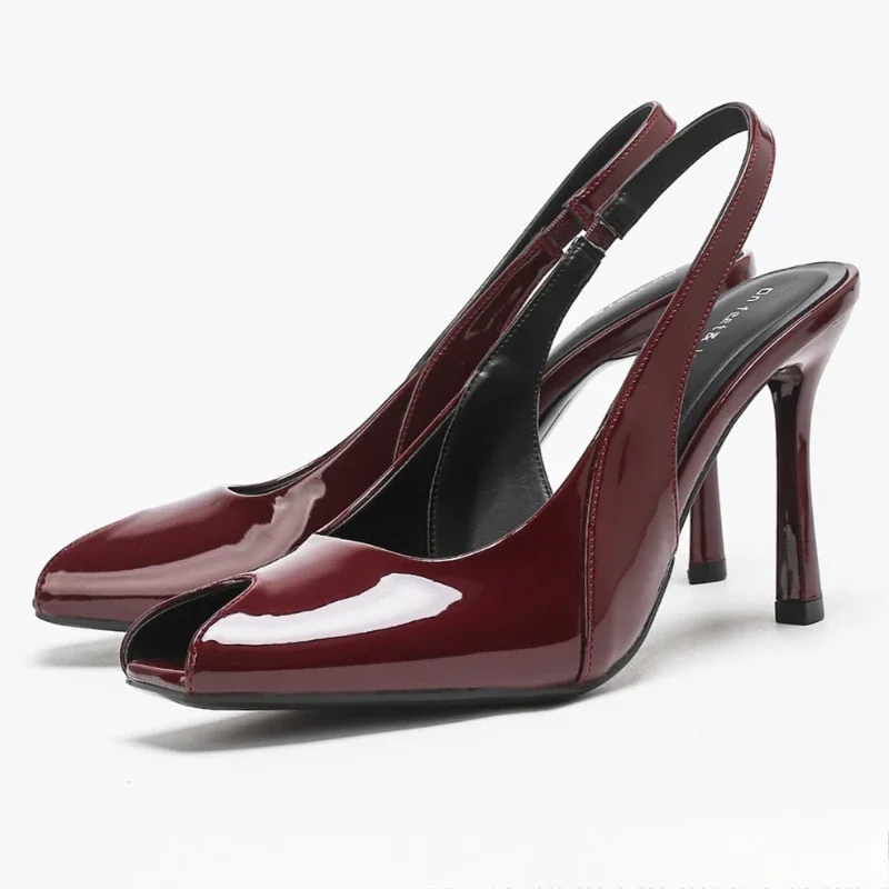 

Luxury Designer Heeled Sandals Sexy Peep Top Patent Leather Elegant High Heels 2026 Fashion Party Dress Shoes Ladies Sandalias