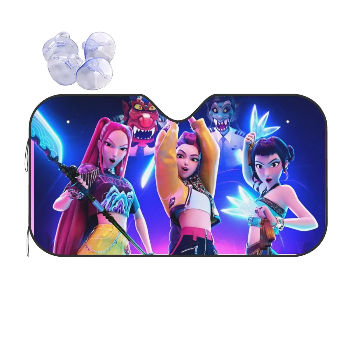 

Huntrix Zoey Rumi Mira Funny Sunshade Windscreen 70x130cm KPop Demon Hunters Foils Car Sunshade Car-styling