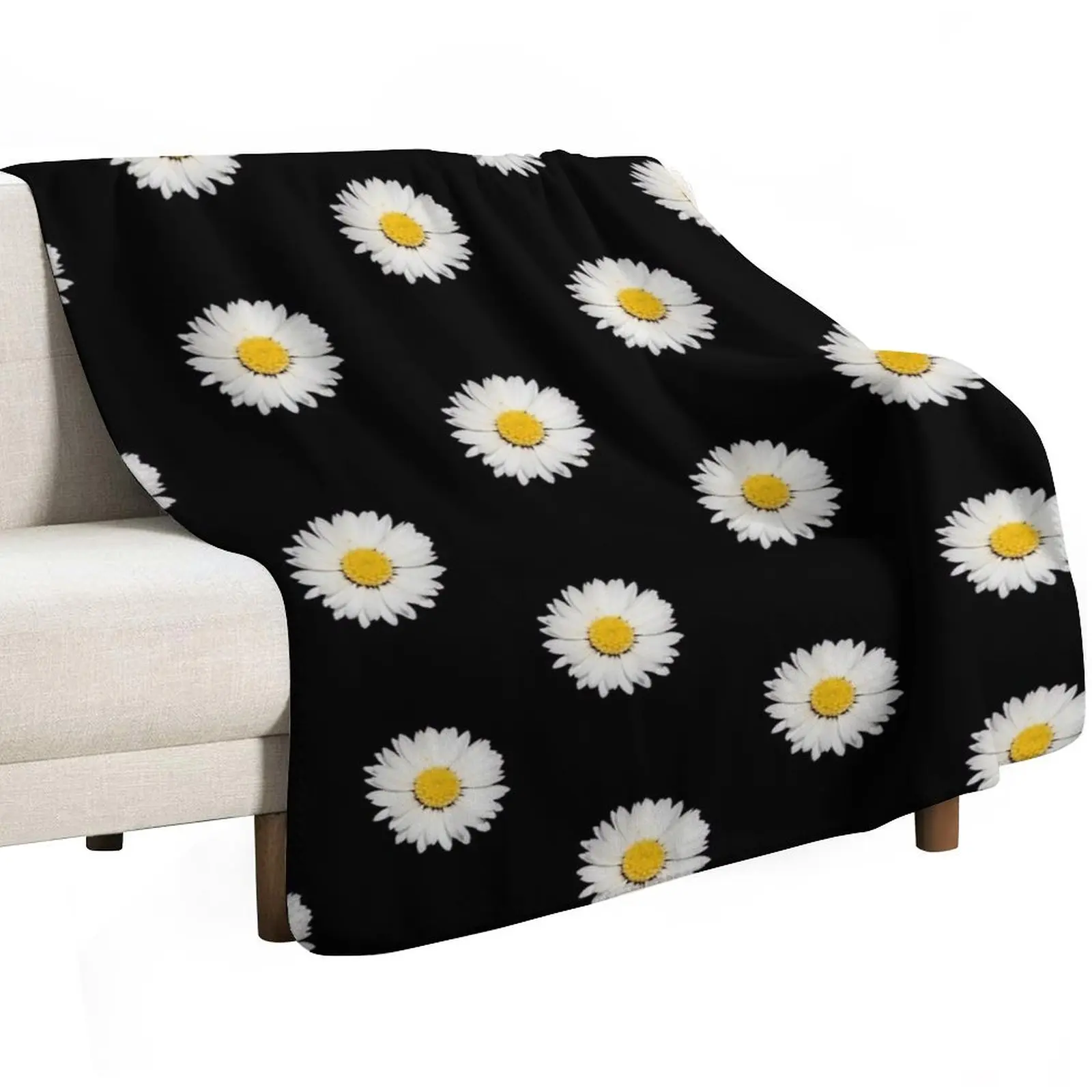 Top View Of A White Common Daisy Isolated Throw Blanket manga Stuffeds Travel Blankets For Sofas Loose Vintage Blankets