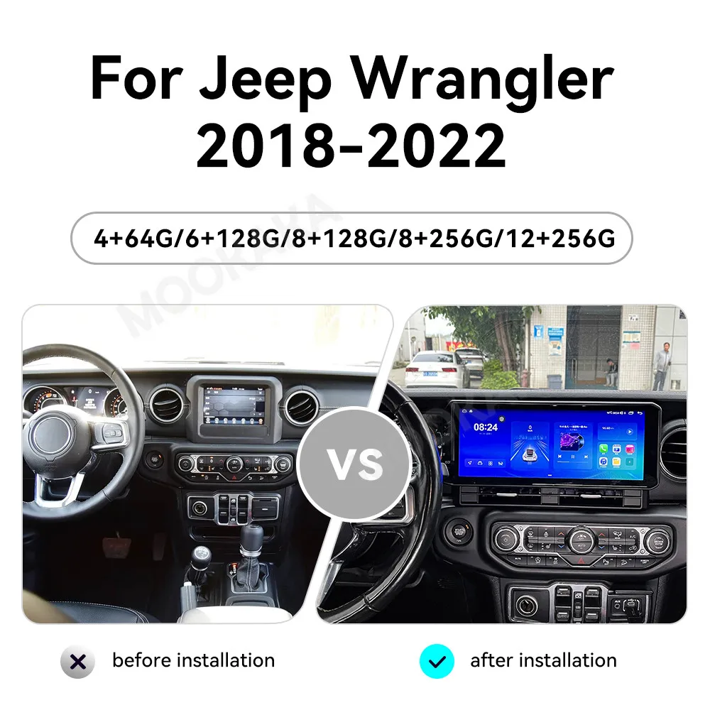 12.3Inch Dual Screen Android 15 Stereo Digital Speedometer For Jeep Wrangler JK 2018 - 2023 Car Multimedia Player GPS Navigation