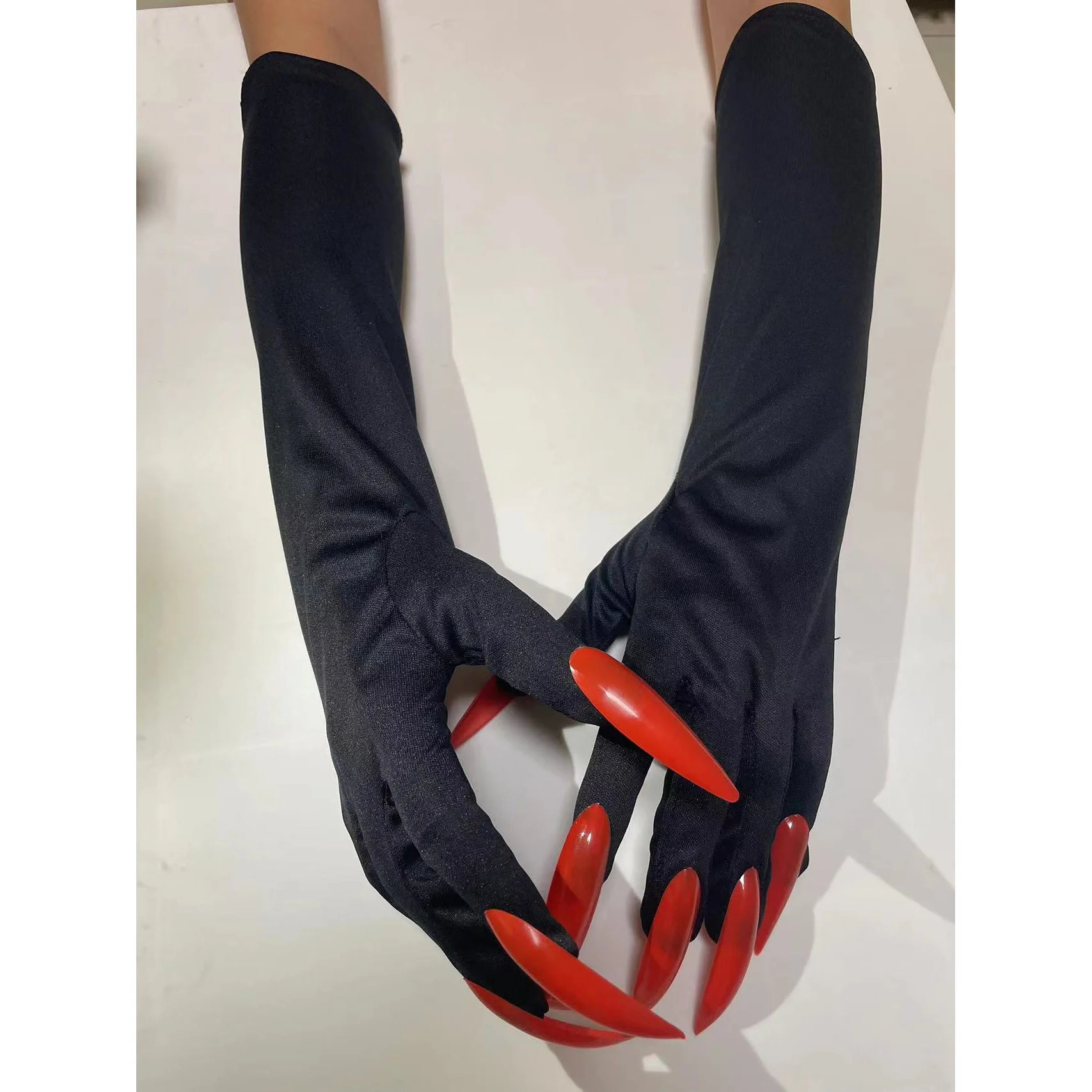 Halloween-Handschuhe, lange Nagel-Vampir-Handschuhe, Hexen-Handschuhe, Rollenspiele, fünf Finger, geteilter Finger, Cosplay mit Geisterklaue, lange Handschuhe