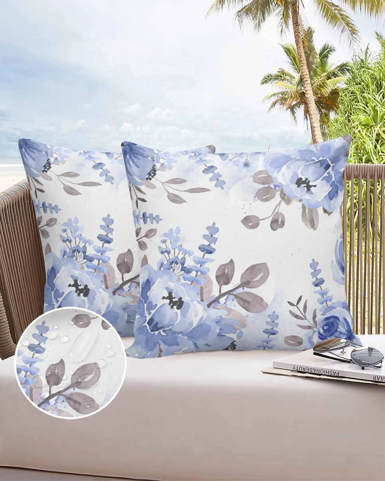 2/4PCS Plant Watercolor Nature Waterproof Cushion Cover For Home Decoration 40/45/50/60/66cm Pillowcase