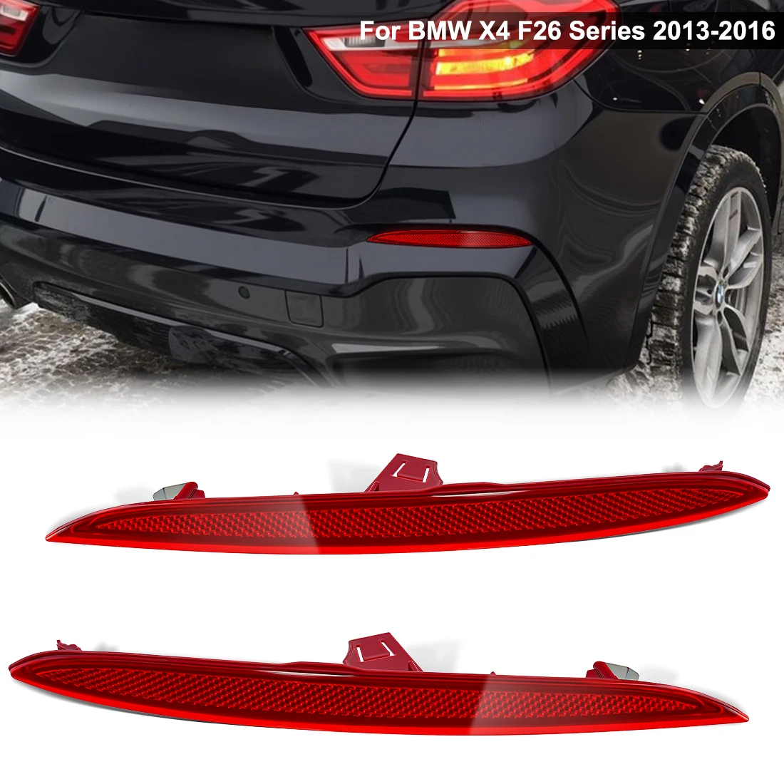 

1 шт./2 шт. Задний бамперный светоотражатель для BMW X4 F26 серии 2014-2016, светоотражающая пластина, предупреждающий знак, OEM: 63147338807, 63147338808