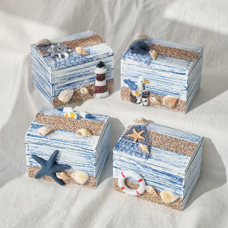 Mediterranean Style Storage Box, Classic Wooden Small Desktop Box, Creative Jewelry & Candy Storage Case