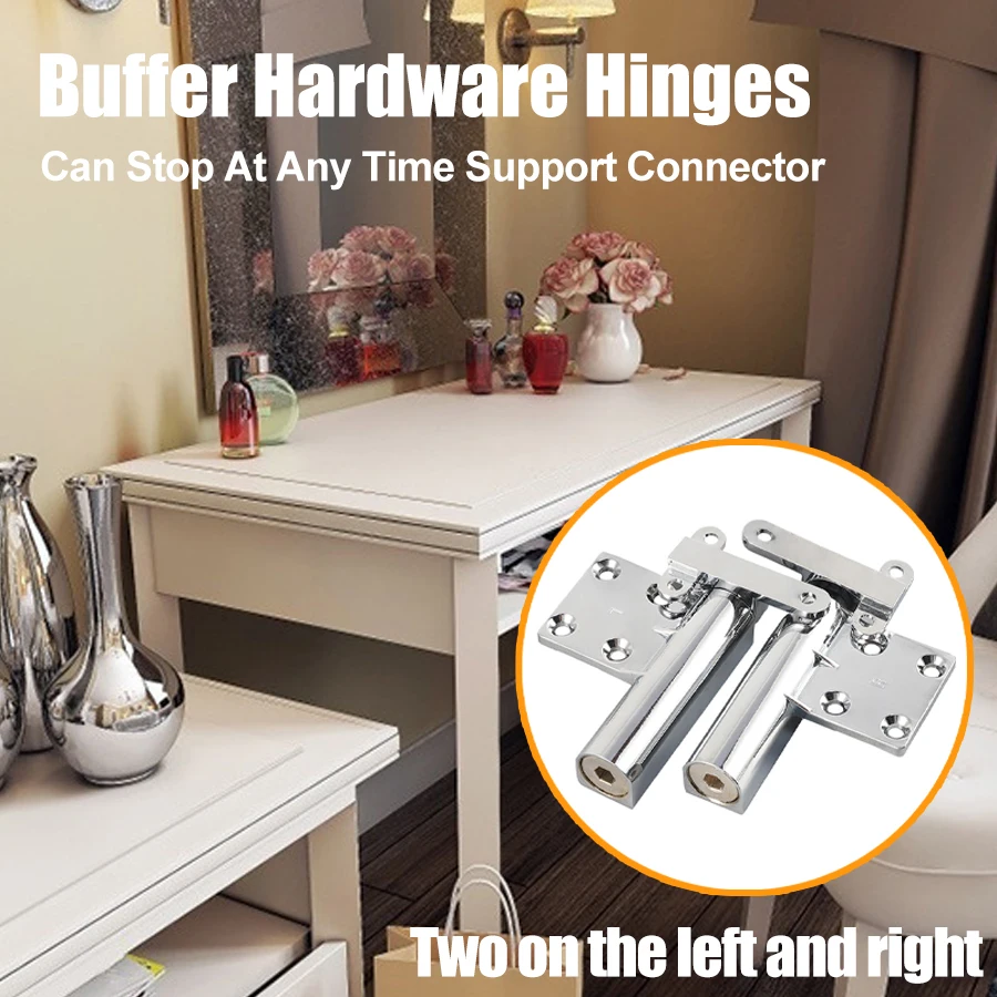 

2Pcs Zinc Alloy Invisible Hinges Dressing Table Hydraulic Buffer Hardware Hinges Furniture Hardware Accessories