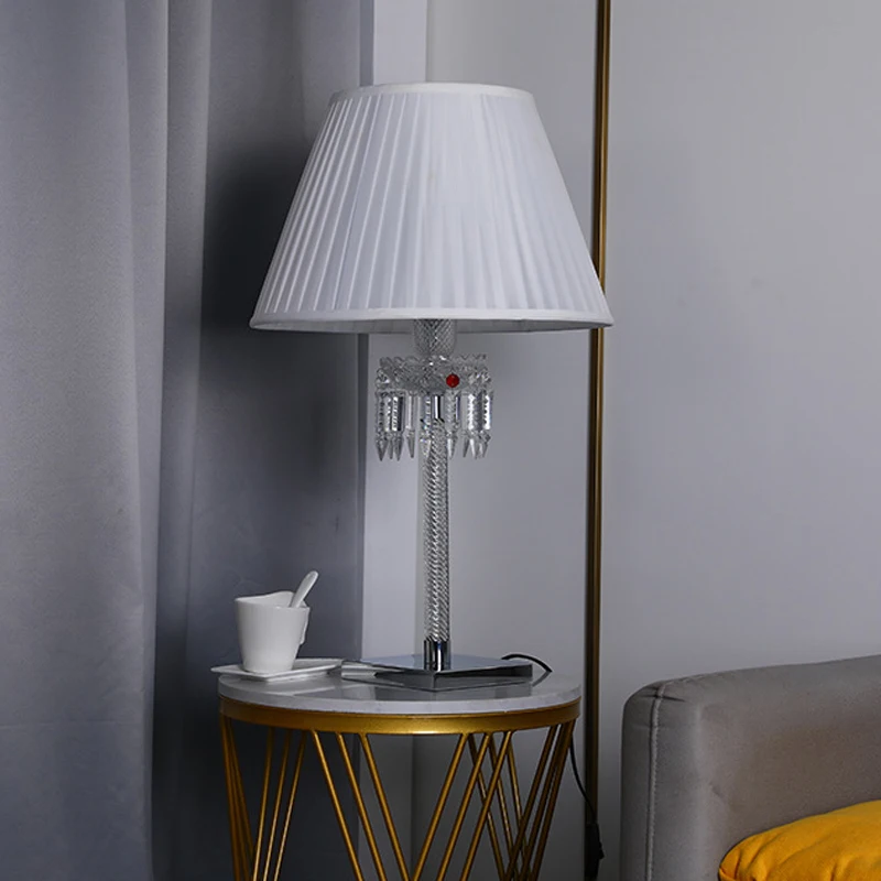 Nordic Simple Family Living Room Bedroom Reading Desk Light White LED Crystal Home Stay Hotel Decorative Table Lamp Height 65CM