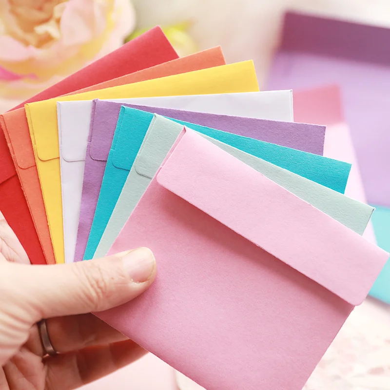 Candy Color Mini Square Envelopes 10x10cm Solid Blank Paper for Greeting Cards Membership Gift Card Holder Wedding Party Invites