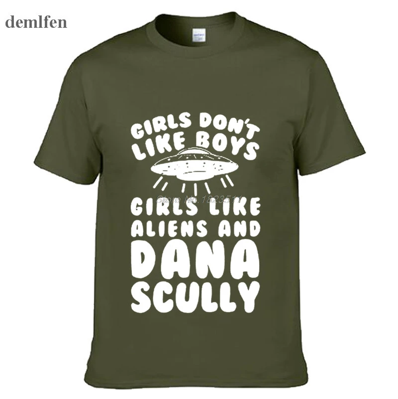 Girls Don't Like Boys Girls Like Aliens And Dana Scully Men's T Shirt Men Clothing Print Custom T-shirt  Men Funny Tops Tees