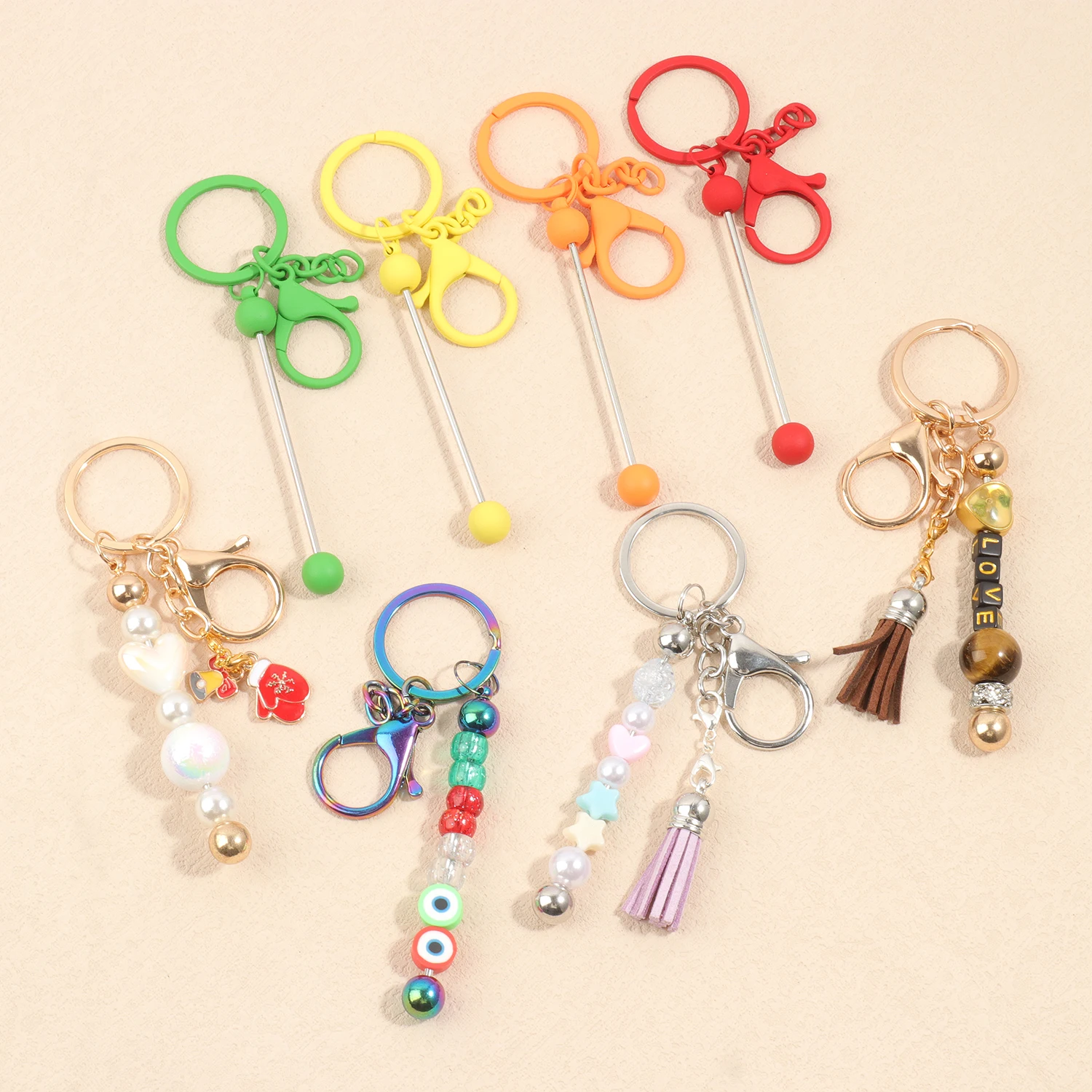 1pc Multicolor Metal Beadable Keychain Bars Beadable Blanks Durable Key Holder Y2k Keychain For Keychain Projects Pendant Gift