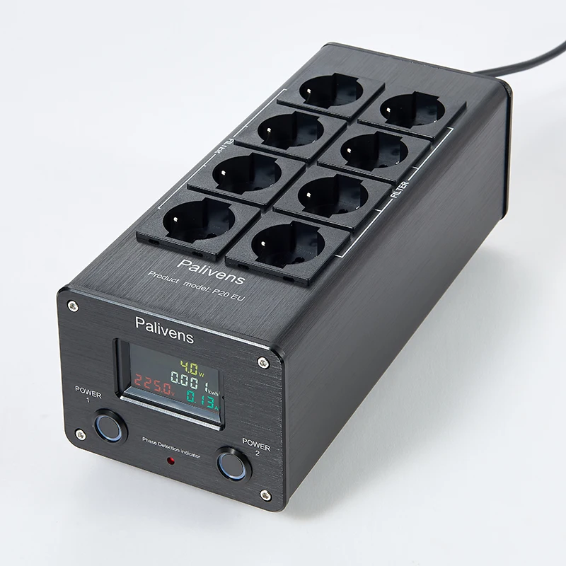 Pailvens Netzfilter Steckdosenleiste HiFi, 8 Fach Entstörfilter Steckdose Mit Zeigerablesung, Überspannungsschutz, P20