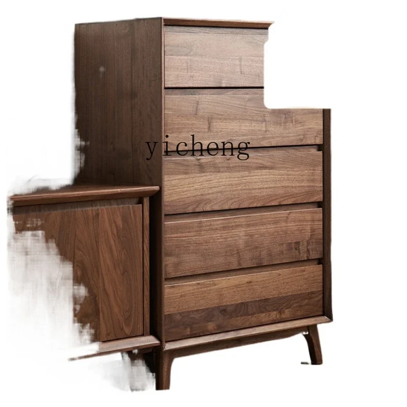 

Black Walnut Solid Wood Chest of Drawers Bedroom Locker Nordic TV Cabinet Side