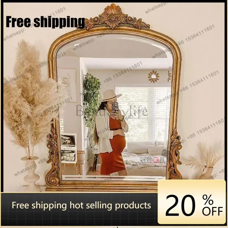 Factory Direct European Retro Vanity Mirror Wall-mounted Home American, French Engraved Vanity Mirror Desktop