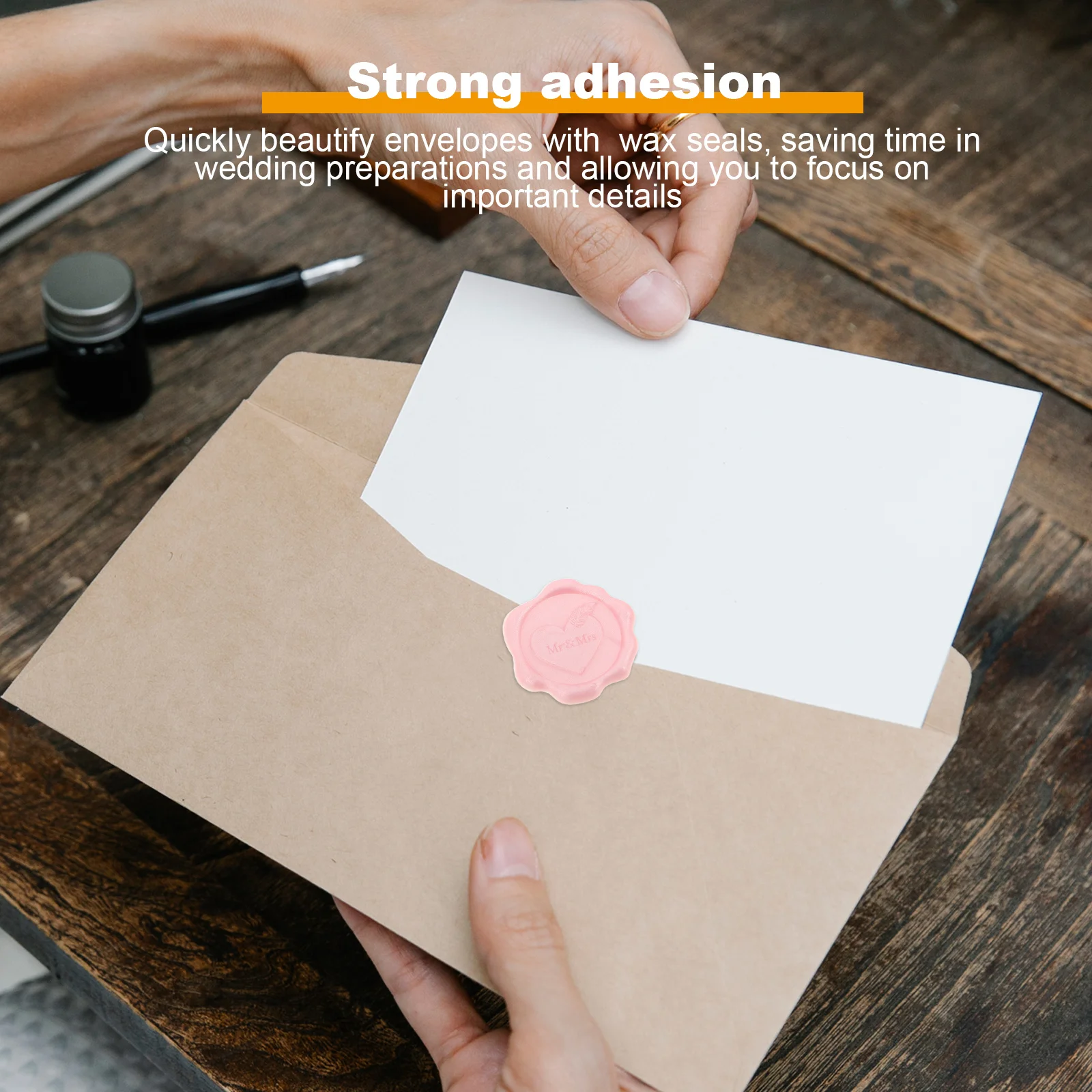 50Pcs Heart Pattern Wedding Wax Seals Self Adhesive Stickers for Invitations Envelopes Holiday Cards Wrapping Decorations