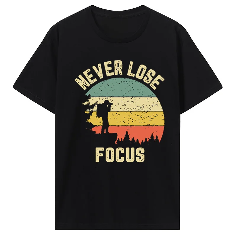 Camera Never Lose Attention Photography T-Shirt Tops Customized Cotton Men Fitness Tees men clothing Funny Photographer TShirt