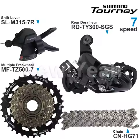 SHIMANO Tourney 7 Speed Groupset include SL-M315 RD-TY300 Rear Derailleur CS-HG200 MF-TZ500 28T 34T CN-HG71 Chain Original