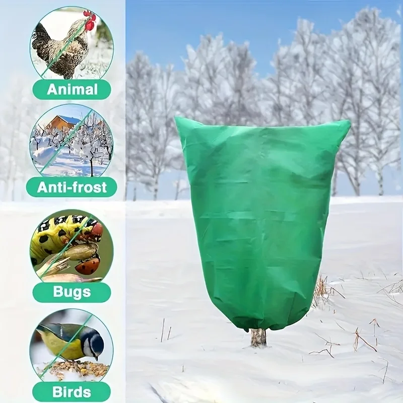 

4pcs Plant Anti Freezing Cover Antifreeze Warm Bag Winter Plant Protective Cover Non-Woven Outdoor Yard Plant Anti-Frost Bag