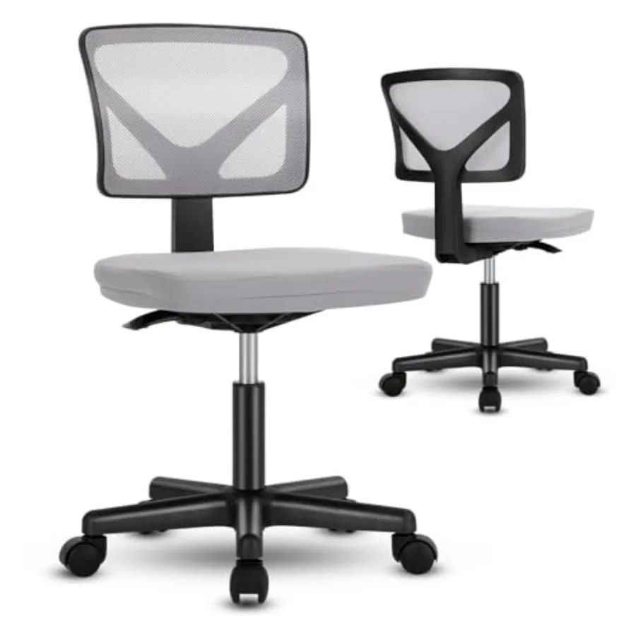 

Armless Desk Chairs Ergonomic Adjustable Home fice Swivel Rolling Task Chair No Arms Comfy Mesh Mid Back Computer Work Vanity D