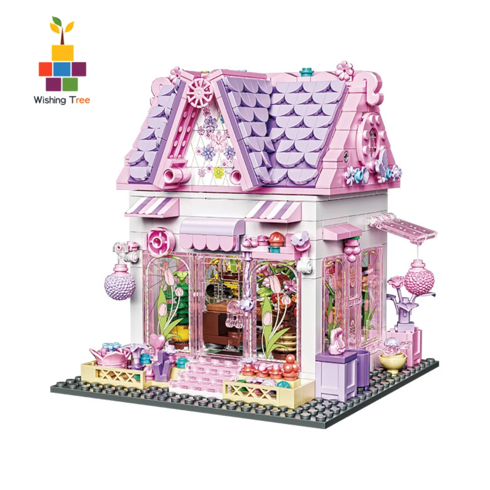 

705pcs Pink Romantic Flower House Building Blocks Set Architecture Model DIY Toy