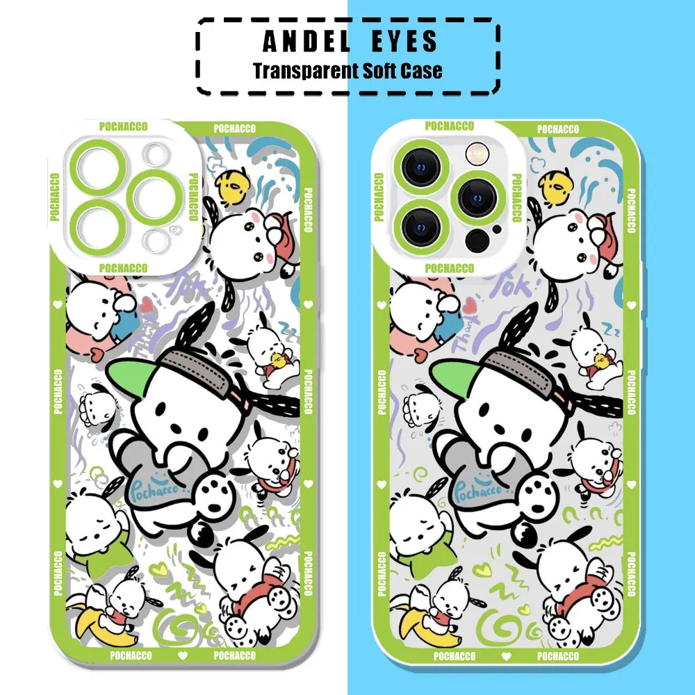 Cartoon Pochacco Dog Phone Case For Samsung Galaxy S24 Ultra S20 S21 S22 S23 Plus Fe Note 20 S24Ultra 5G Case Transparent Cover