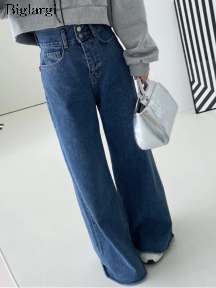 

Jeans High Waist Spring Summer Wide Leg Pant Women Retro Fashion Ladies Trousers Loose Pleated Casual Korean Style Woman Pants
