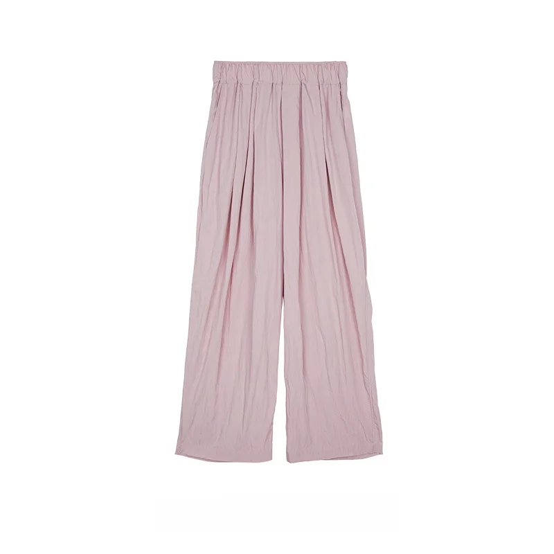 

Повседневные свободные брюки с эластичным поясом, широкие штаны для работы и отдыха, женские брюки из шелкового хлопка