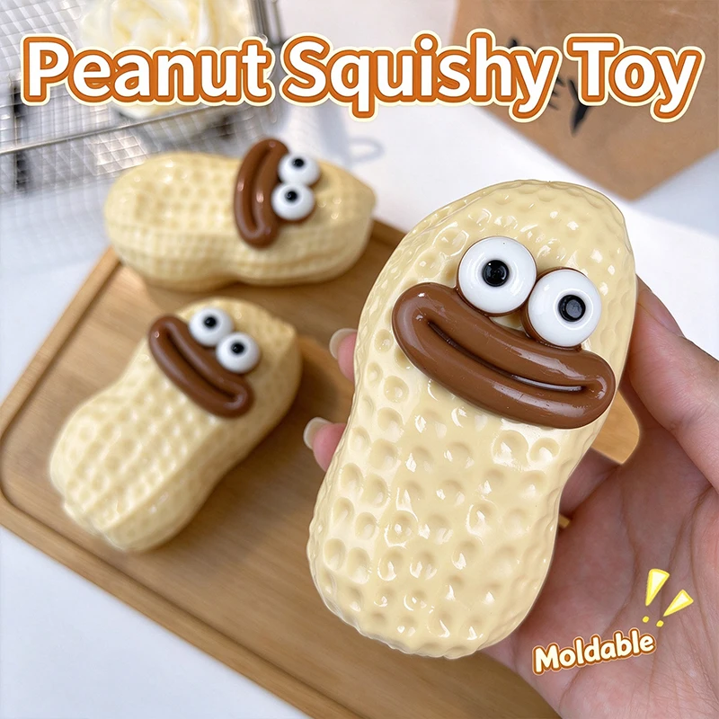 Funny Peanut Squishy Toy Coconut Oil Stress Ball Shapeable Squeeze Toy Non-Bounce ASMR Sensory Fidget Toy Holiday Gifts Adult