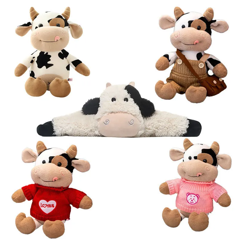 

Милая плюшевая игрушка-корова-трефель, очаровательная маленькая кукла-корова с одеждой, украшение для комнаты, пушистая подушка для сна, мягкая игрушка в виде животного, подарки
