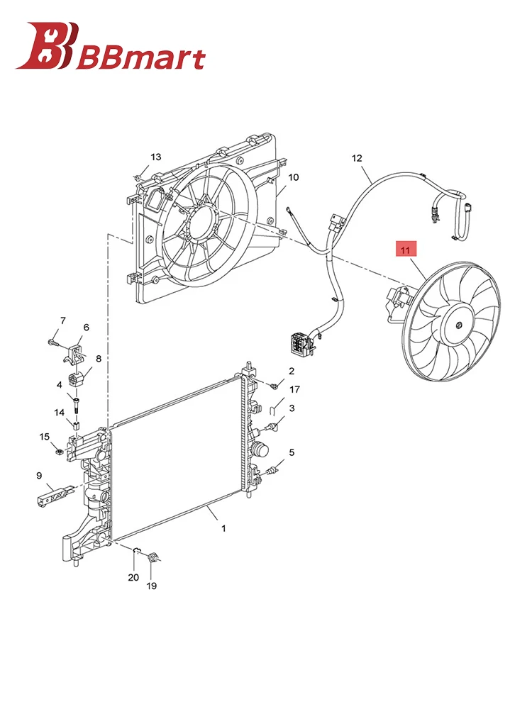 13368580 BBmart Original Auto Parts 1 Pcs Radiator Cooling Fan & Motor Assembly For Chevrolet CP1-Cruze