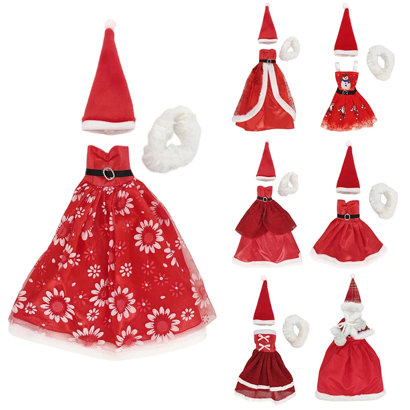 Fashion Christmas Dress Coat Hats Top Pants For 11 Inch 30cm Doll Accessories Doll Clothes