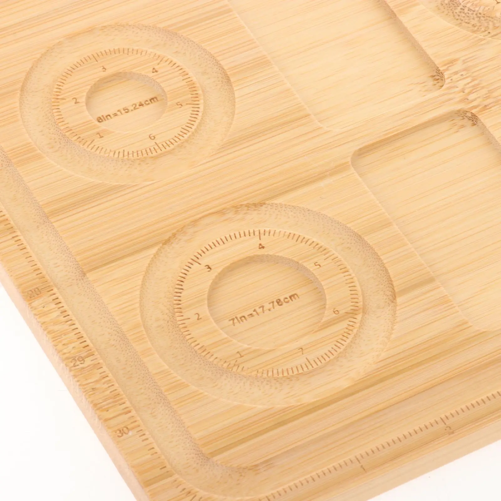 Wood Grain Bead Organizer Tray for Jewelry Making with Engraved Scales and String Slots for Bracelet Necklace Craft