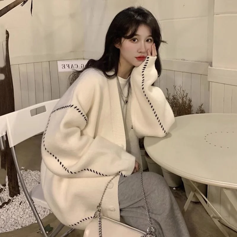 

plus Size Women's Lazy Sle Knitwear Cardigan Sweater Spring Autumn Design Unique Top Thiened Long Sve Casual Outerwear