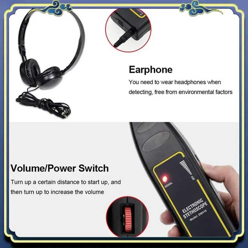 AU16-Car Electronic Stethoscope Sound Diagnostic Equipment Engine Repair Tool Abnormal Sound Detector Car Noise Finder EM410