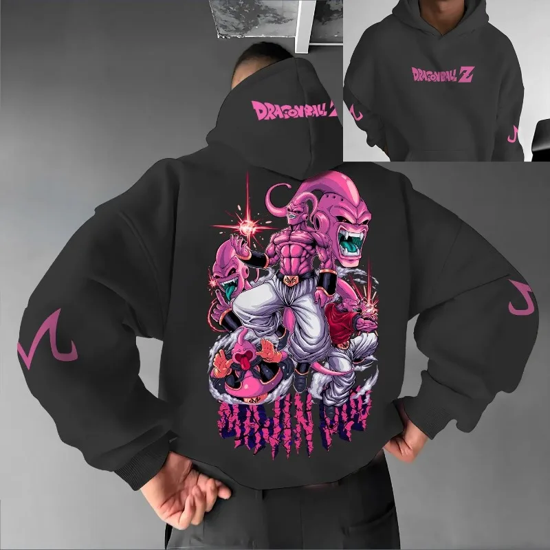 

Осень-зима, мужская одежда, толстовки с капюшоном в японском стиле аниме Dragon Ball Majin Buu, толстовка с капюшоном и принтом Y2K, большой хлопковый пуловер