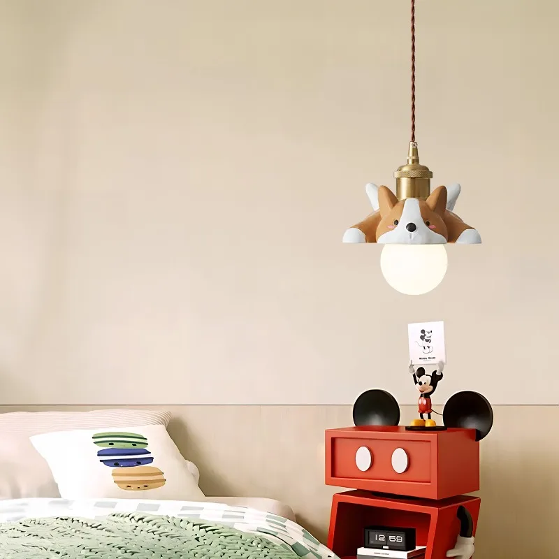 Simple Cartoon Cute Children's Bedside Pendant Light Hand-painted Memphis Vintage Bedroom Restaurant Homestay Bar Pendant Light