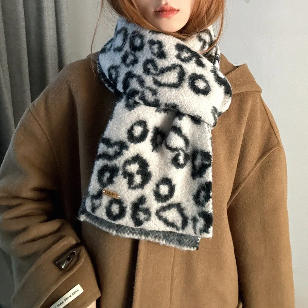 

Модный легкий шарф с леопардовым принтом, ветрозащитный шарф из искусственной шерсти в корейском стиле, теплая зимняя шаль для женщин/мужчин