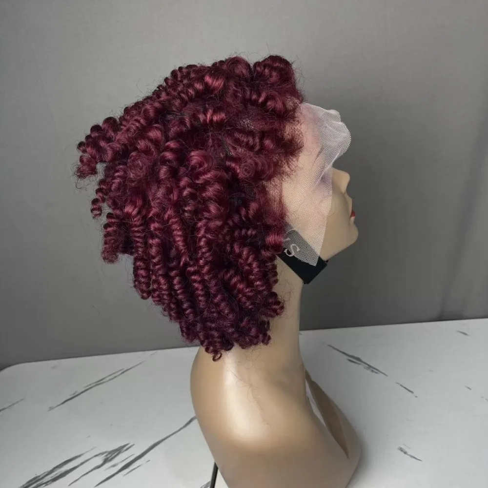 99j # 13x4 Lace Frontal Afro Kinky Head Caterpillar Echthaarperücke aus brasilianischem Remy-Haar, 180% Dichte, für schwarze Frauen, für den täglichen Gebrauch – Detail 3
