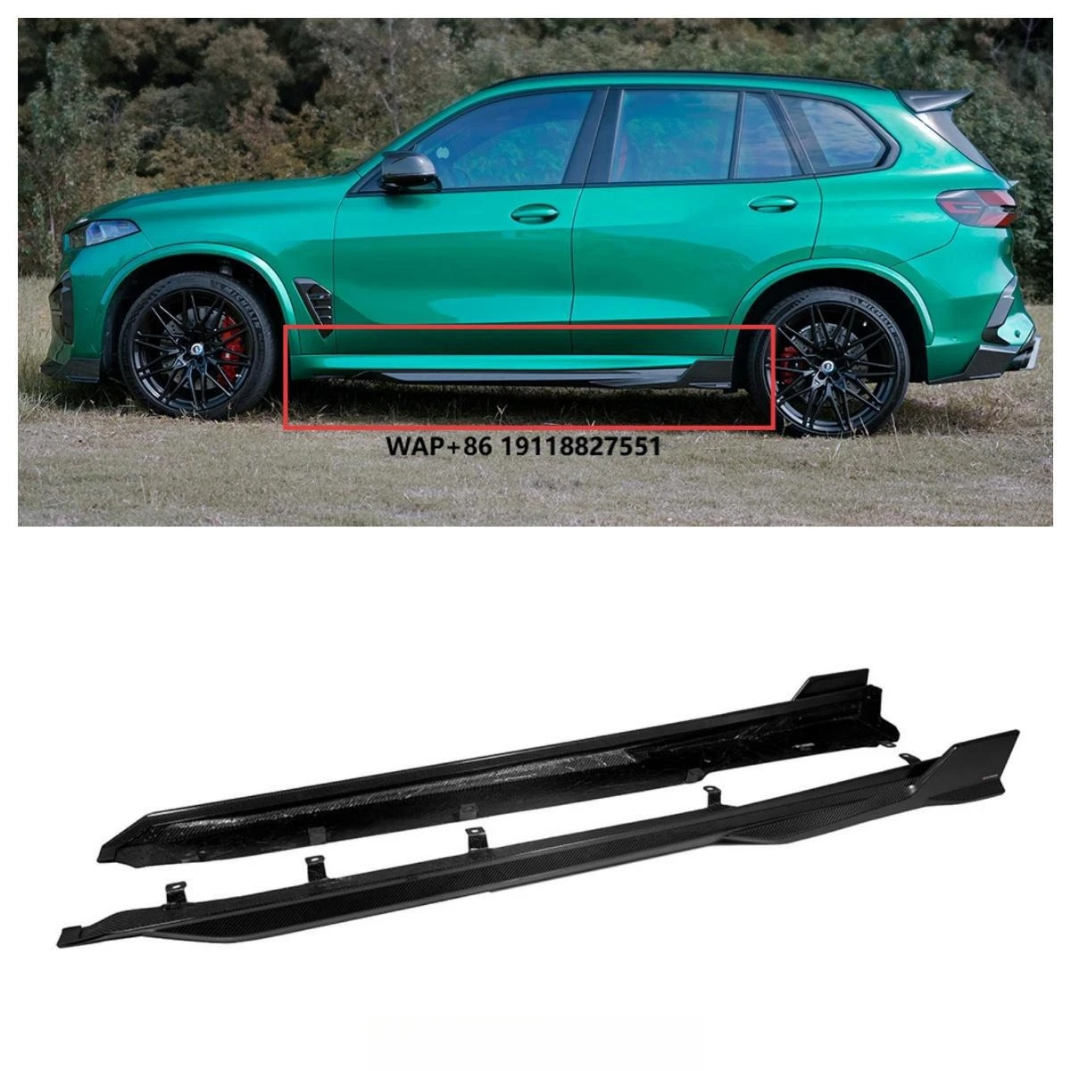 

2019-SQ Style Carbon Fiber Car Bumper Side Skirt Suitable for X5M Series F95 SQ Style Dry Carbon Fiber Extended Side Skirt