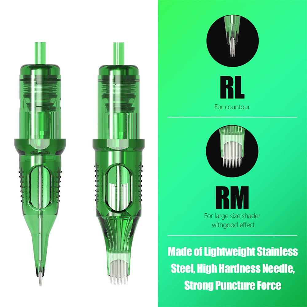 طموح T-ريكس خرطوشة حبر الوشم إبرة 20 قطعة 1RL 3RL 5RL 5RM 7RM بطانة مستديرة شادر ماغنوم RL RM لتوريد آلة الوشم