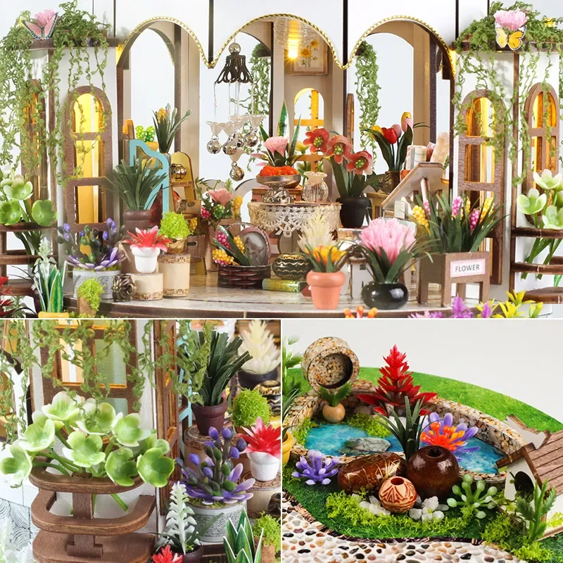 Cross-border DIY hut sky garden building model miniature hand-assembled wooden doll house Christmas gift