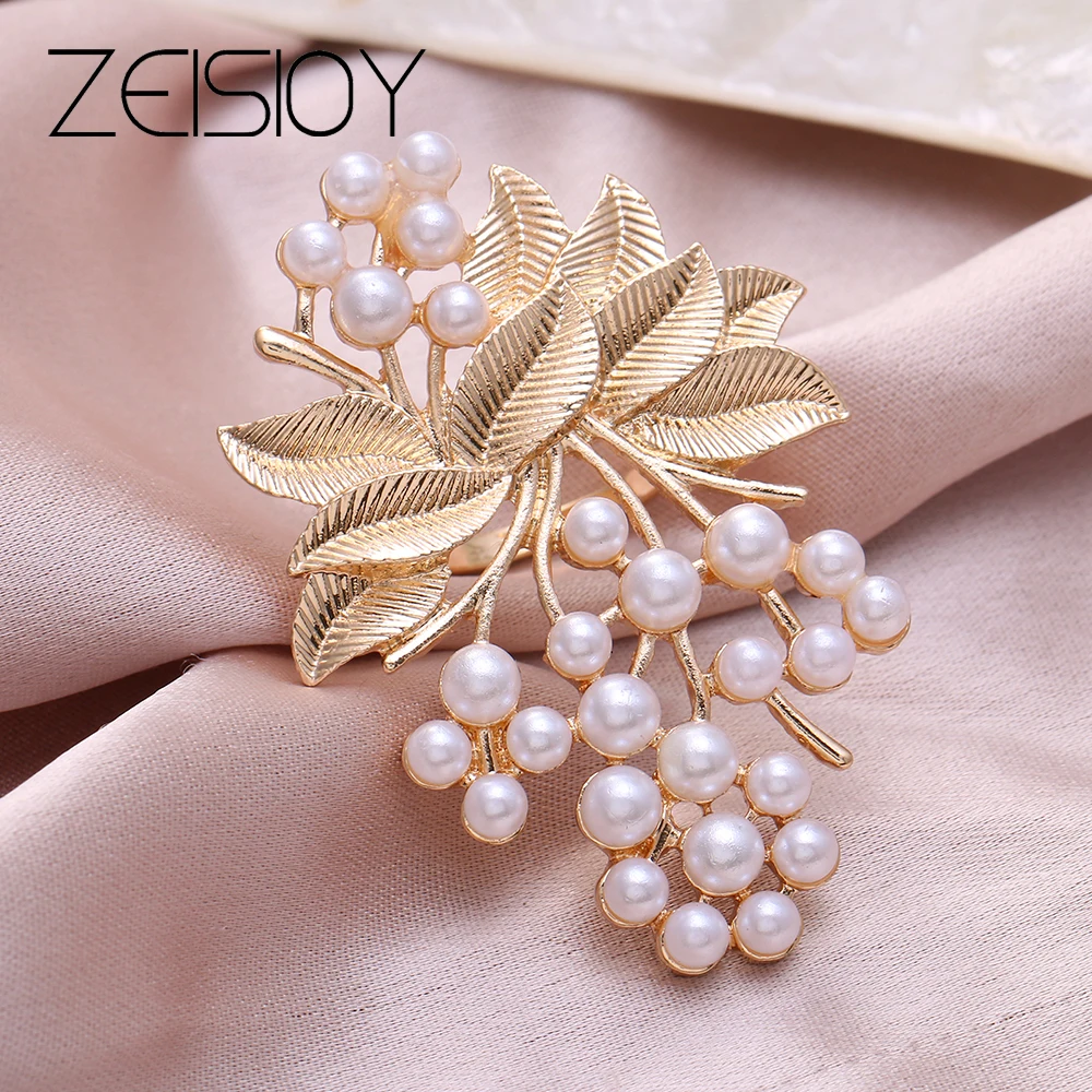 Elegant white pearl Crystal flower women's Ring Jewelry accessories Luxury Great Korean flower Zircon engagement ring party gift