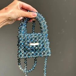 New Shiny Crystal Bags Ins Design Handmade Women's Bag Exquisite Small Party Banquet Handbag Chain Crossbody Lipstick Wallet