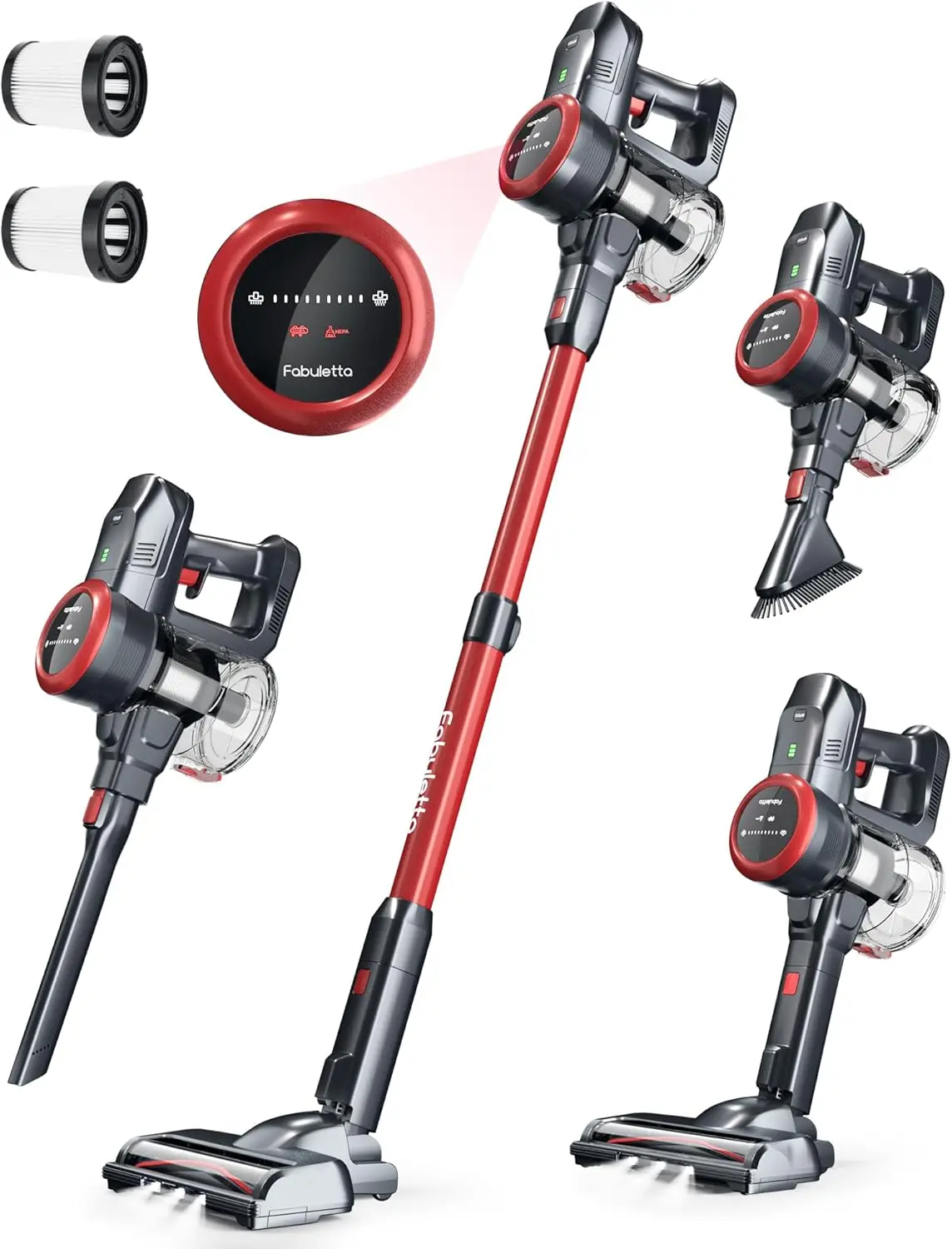 Беспроводной пылесос FABULETTA со светодиодным дисплеем, бесщеточным двигателем, максимальное время работы 50 минут со съемной батареей