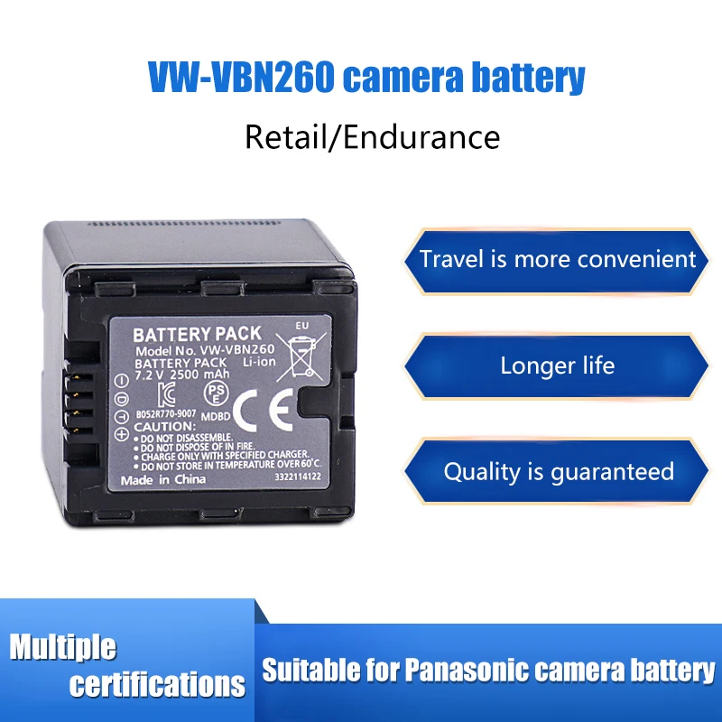 

VW-VBN260 battery for Panasonic camcorder TM900 SD800 HS900