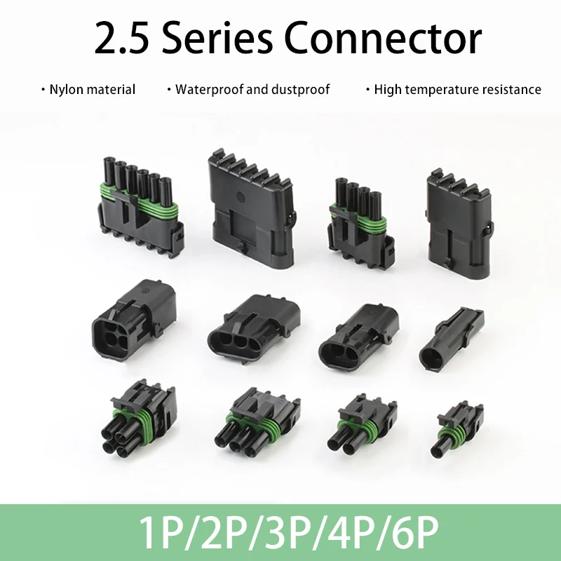 

Delphi 2.5 Series Waterproof Automotive Electrical Connector 1/2/3/4/6Pin Male&Female 22-14AWG Wire Harness Spark Plug Connecto